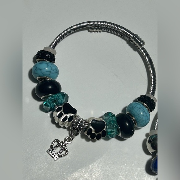 Chic Blue and Silver Charm Bracelet Set - Picture 3 of 3